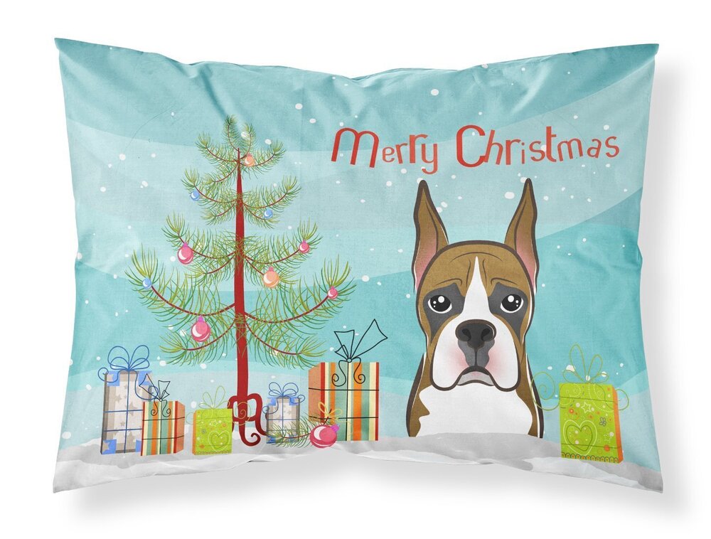 5866 BB1595PILLOWCASE Christmas Tree and Boxer Fabric Standard Pillowcase